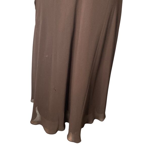 Evan Picone Swing Dress Womens 16 Chocolate Brown Chiffon Flowy Ruffles - Picture 12 of 16